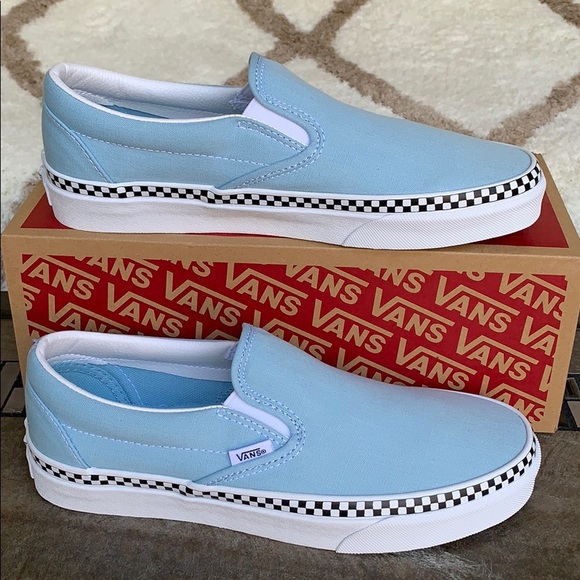 VANS CLASSIC SLIP-ON CHECK FOXING COOL BLUE men’s - Picture 3 of 16